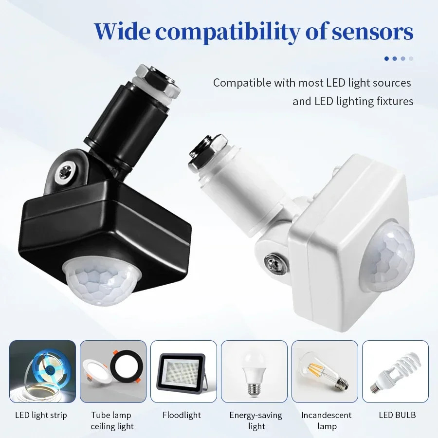 LED Motion Sensor 220V 110V Automatic PIR Infrared Detector 180 Degree Rotating