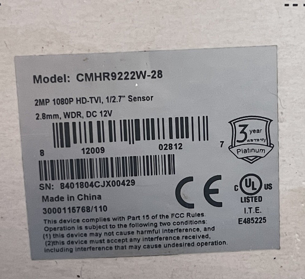 LTS CMHR9222W-28 Security Camera with LTB345 Junction Box – Open Box – New