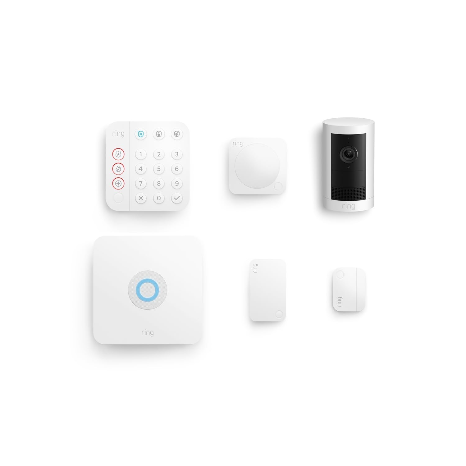 Ring Alarm 5-Piece Kit with Sensors and Outdoor Cam Plus Battey White