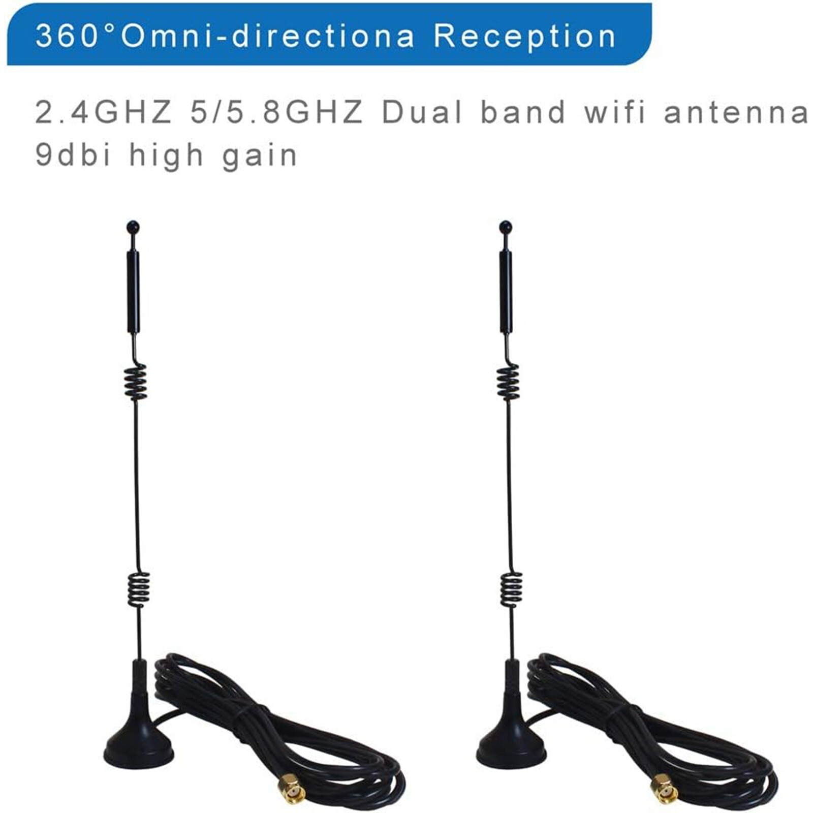Wi-fi Booster HD Wireless Camera Antenna with Magnetic Stand Base RP-SMA Male 1p