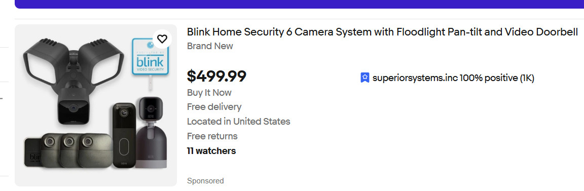Blink Whole Home Security Camera System Bundle Outdoor 4, Doorbell, Flood Light