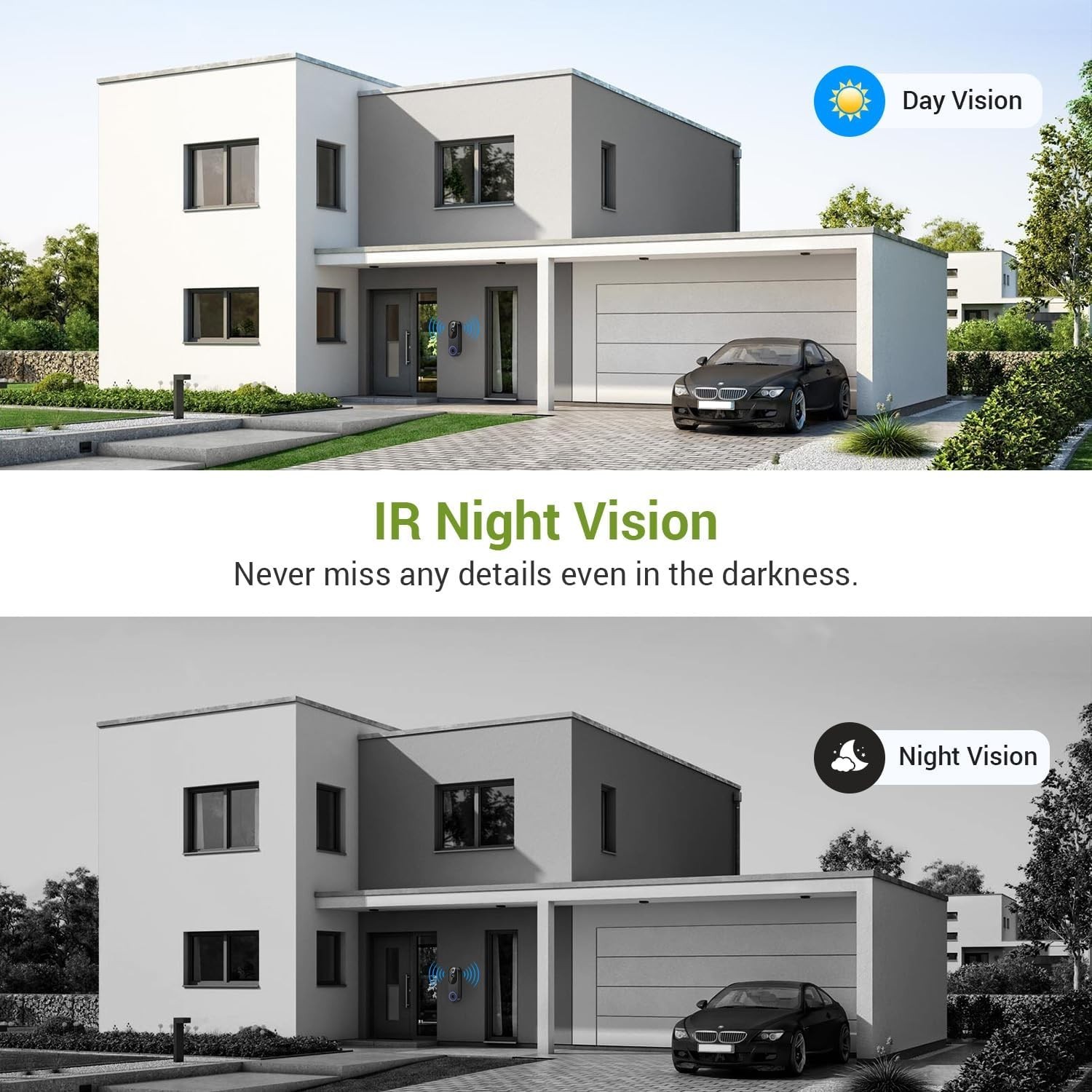 Video Doorbell 1080p HD Camera WI-FI Night Vision Motion Detection Wireless