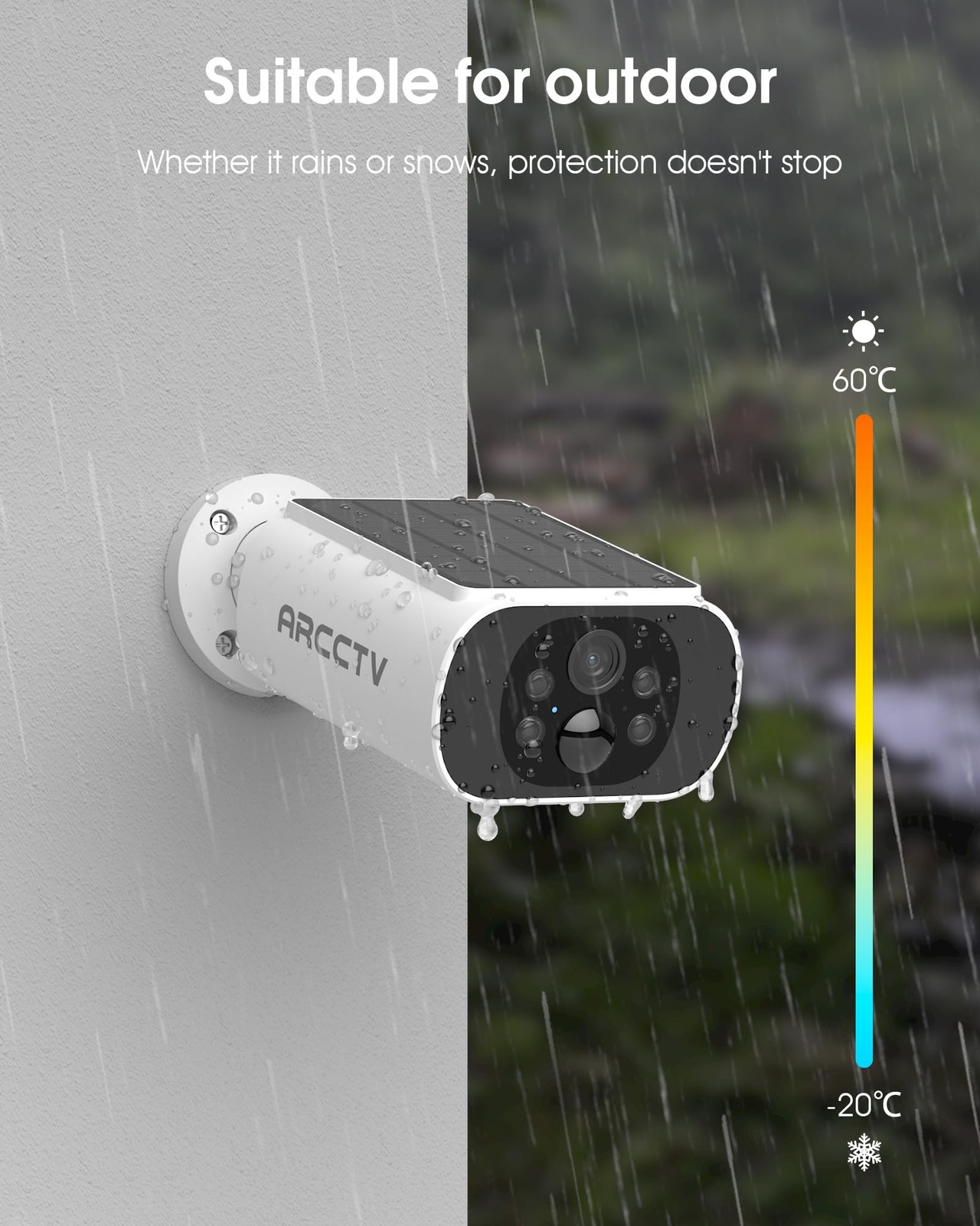 Solar Security Camera Outdoor Wireless with Built-in Solar Panel