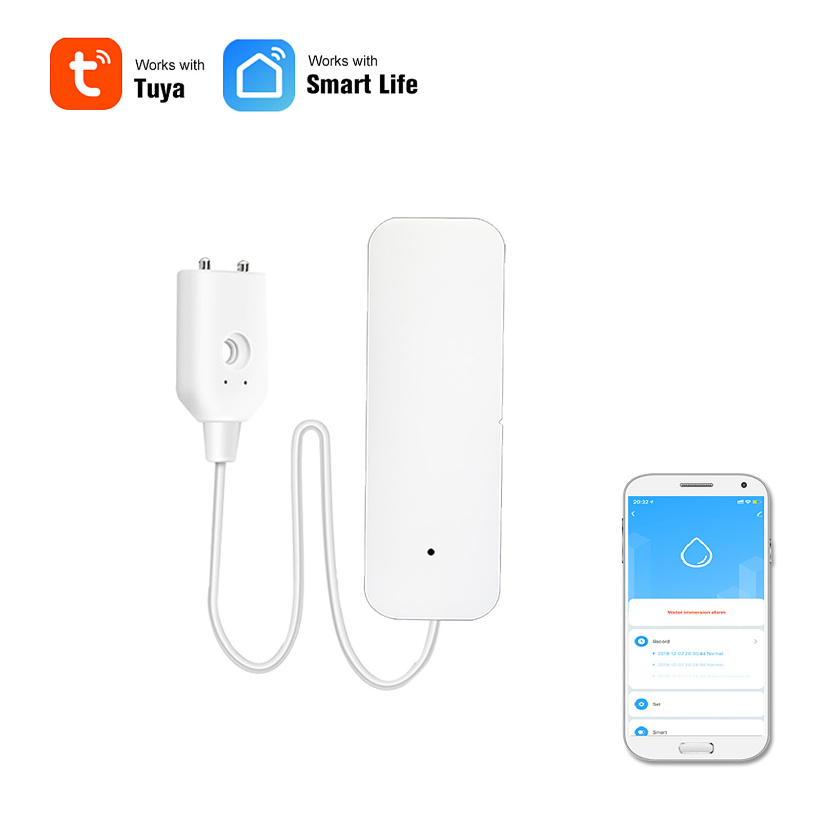 Smartlife App Water Water Leak Detector Overflow Alarm Control Y2C0